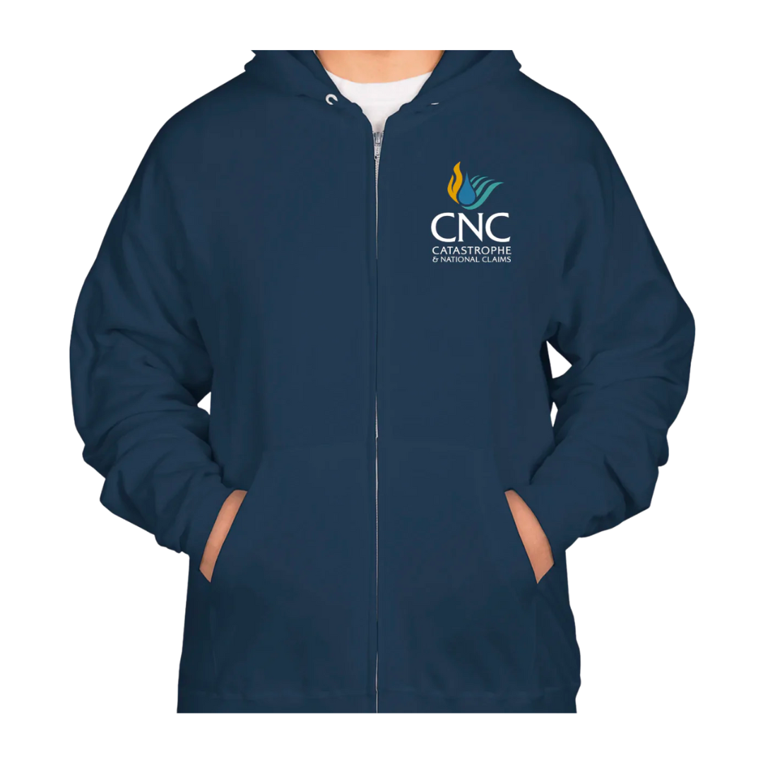 CNC Navy Zipper Hoodie with Front Pockets