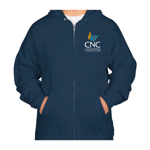 CNC Navy Zipper Hoodie with Front Pockets